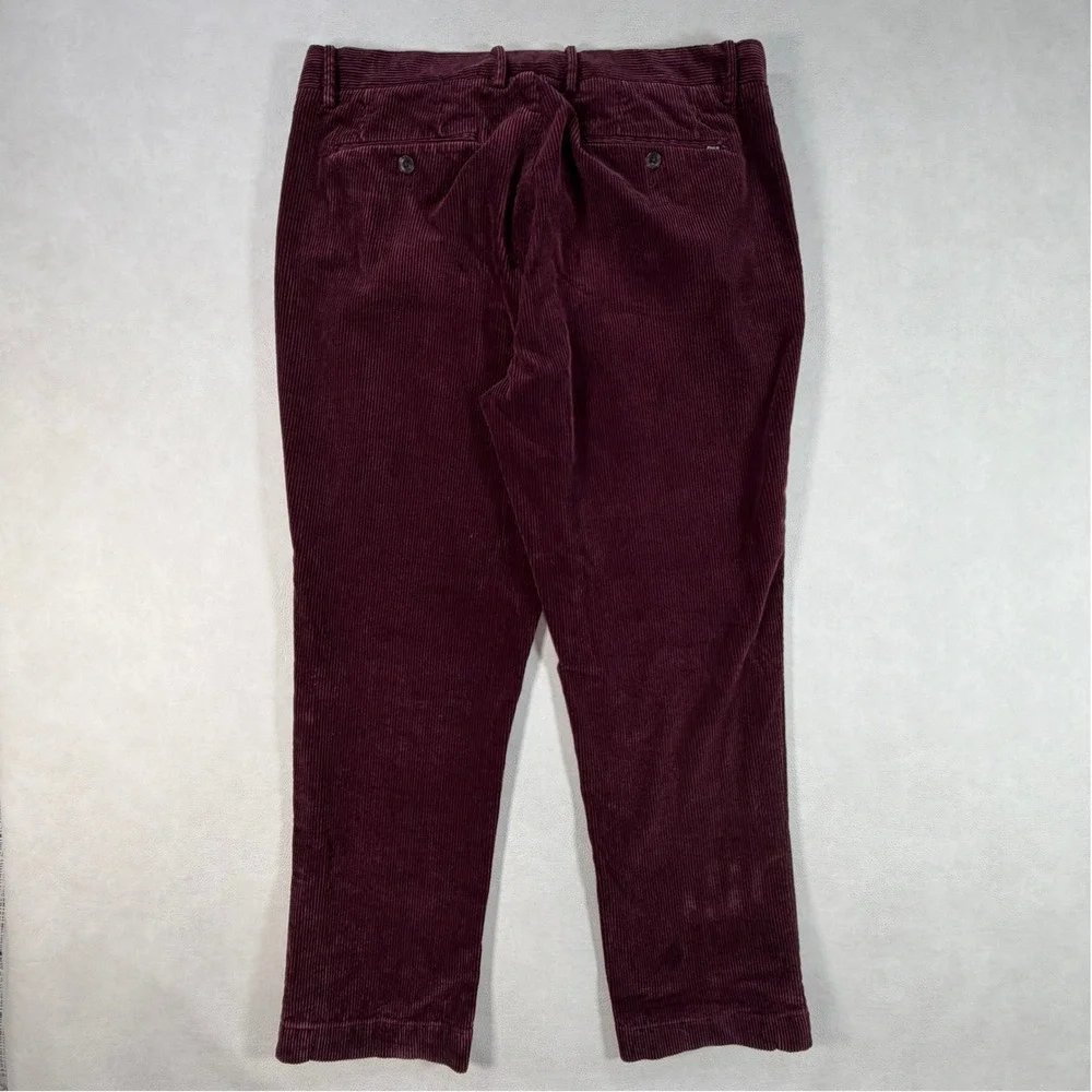 Polo Ralph Lauren Mens 35x30 Burgundy Corduroy Stretch Classic Fit Pants‎ Maroon